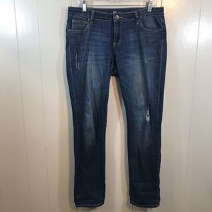 Kut from the Kloth Catherine Boyfriend Dark Blue Stretchy Straight Leg Jeans 6